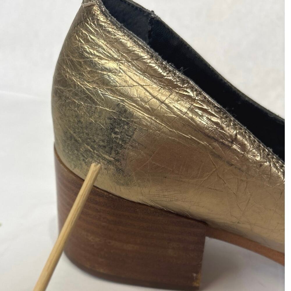 Rebecca Minkoff Edie Loafers Women's 8 Gold Metallic Tassel Heeled Leather - Picture 9 of 12